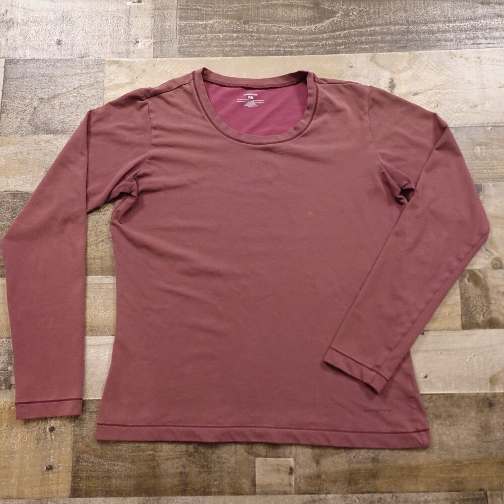 Patagonia Long Sleeve Organic Cotton Blend Tee‎ - Women's Size Large Mauve Plum